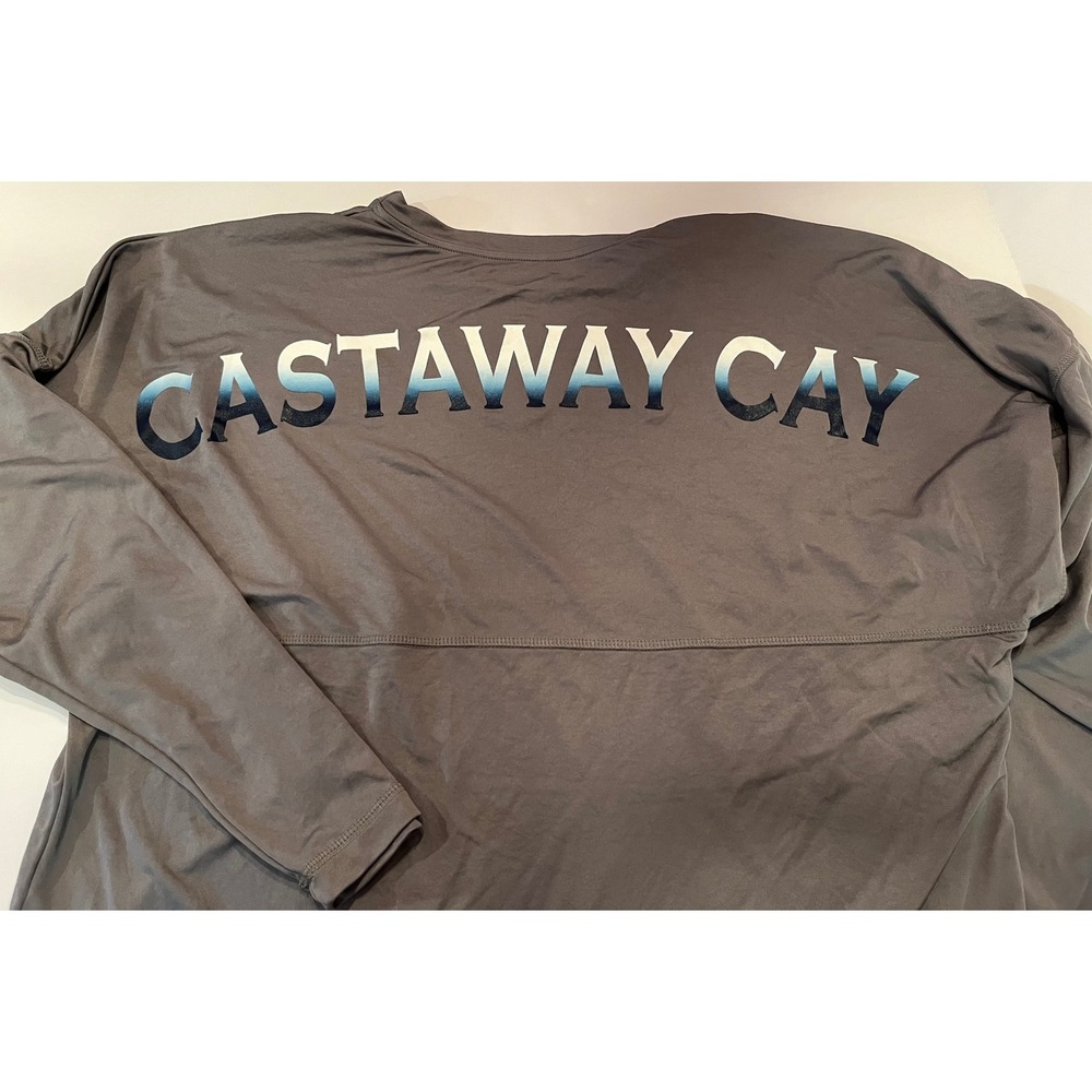 Disney Cruise Line Spirit Jersey Long Sleeve Shirt Gray Castaway Cay Size XL